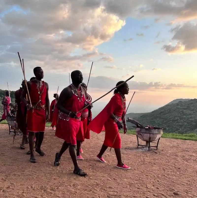 Maasai Cultural Moment at Sunset